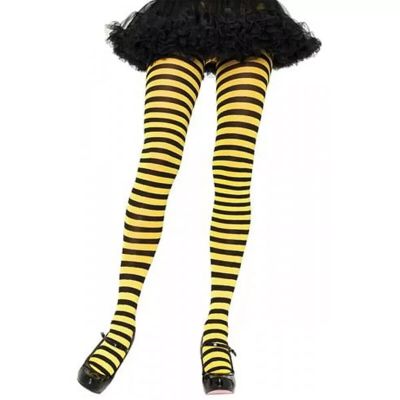 Tights Yellow Black Stripes One Size Open Package Costume Halloween Accessory